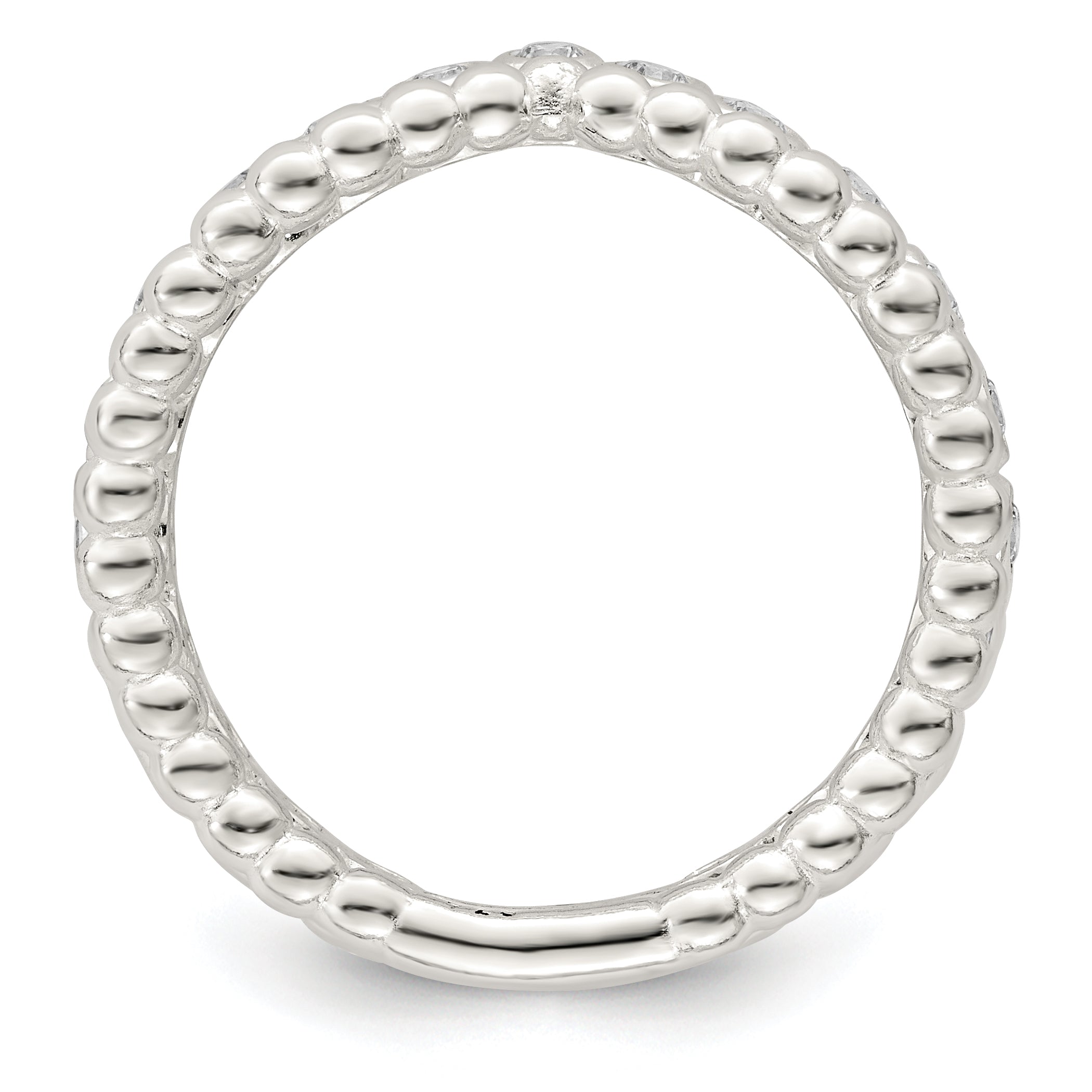 Sterlingsilber Poliert Zirkonia Gekugelt Doppelt Fantasie Ring