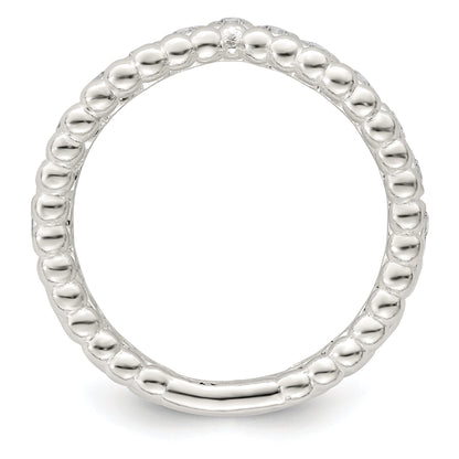 Sterlingsilber Poliert Zirkonia Gekugelt Doppelt Fantasie Ring