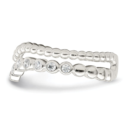 Sterlingsilber Poliert Zirkonia Gekugelt Doppelt Fantasie Ring