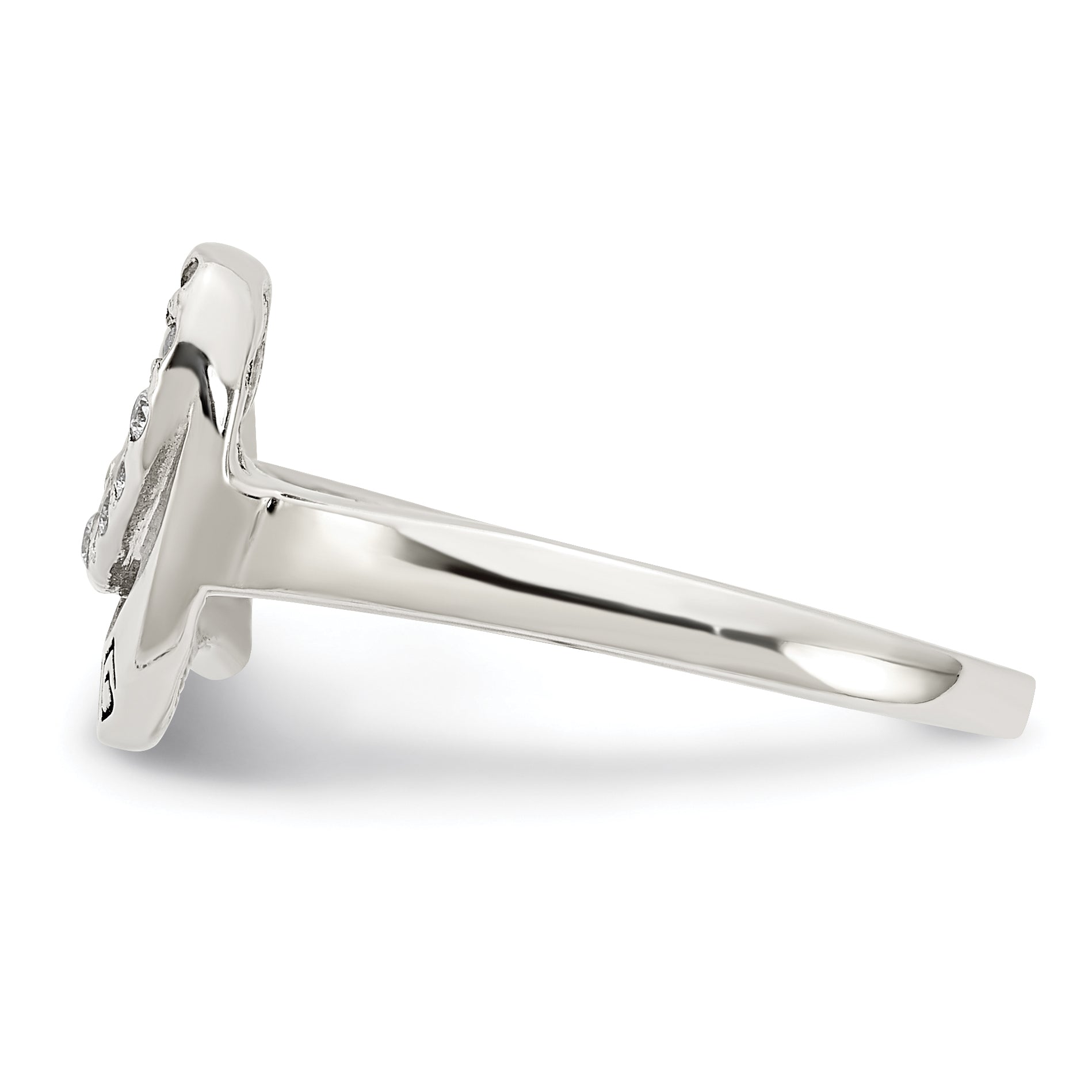 Sterlingsilber Poliert Zirkonia Emailliert Greek Key Ring