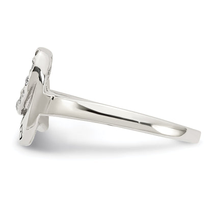 Sterlingsilber Poliert Zirkonia Emailliert Greek Key Ring