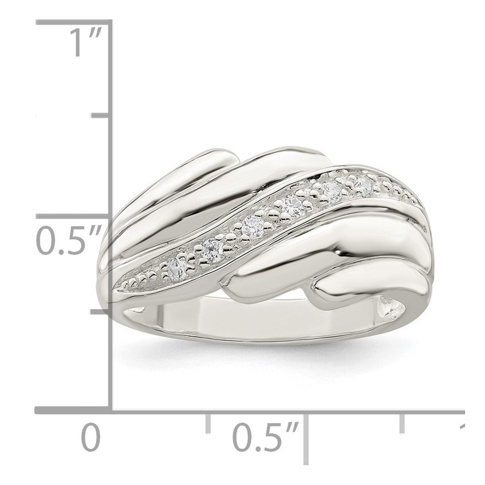 Sterlingsilber Zirkonia Welle Ring (size 6 Nur)
