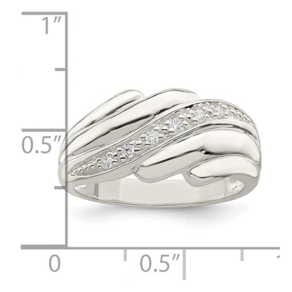 Sterlingsilber Zirkonia Welle Ring (size 6 Nur)
