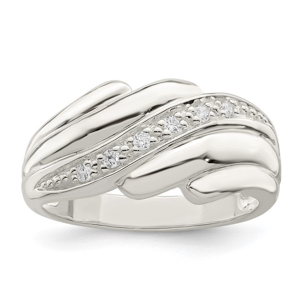 Sterlingsilber Zirkonia Welle Ring (size 6 Nur)