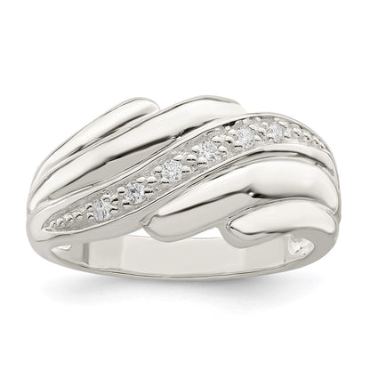 Sterlingsilber Zirkonia Welle Ring (size 6 Nur)