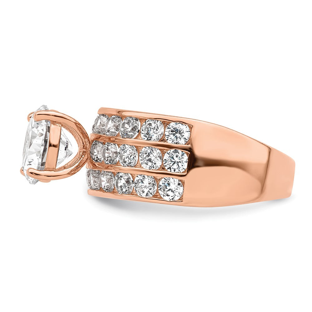 Sterlingsilber Poliert Roséfarben 3 Reihe Zirkonia Ring