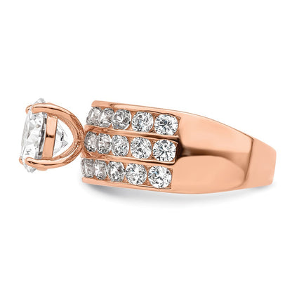 Sterlingsilber Poliert Roséfarben 3 Reihe Zirkonia Ring