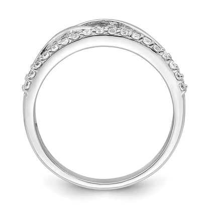 Sterlingsilber Rhodiniert Zirkonia Gedreht Ring