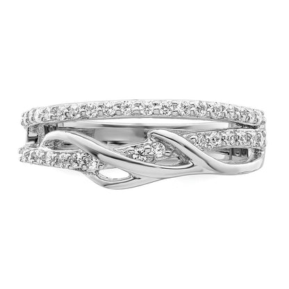 Sterlingsilber Rhodiniert Zirkonia Gedreht Ring