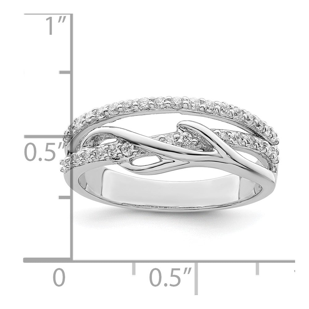 Sterlingsilber Rhodiniert Zirkonia Gedreht Ring