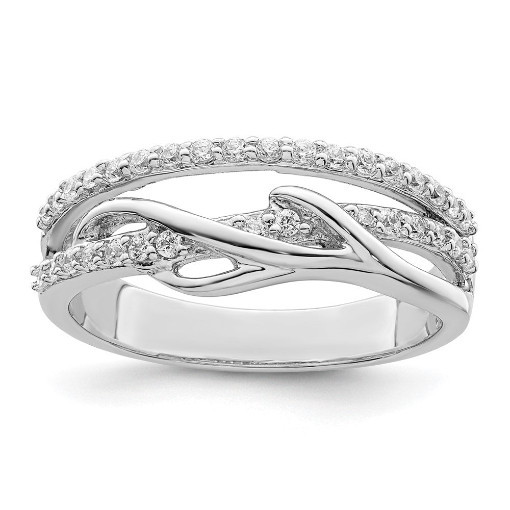 Sterlingsilber Rhodiniert Zirkonia Gedreht Ring