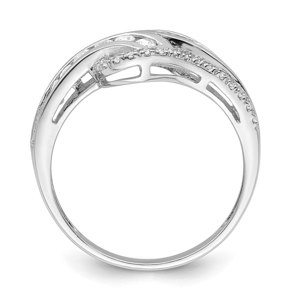 Sterlingsilber Rhodiniert Gedreht Zirkonia Ring