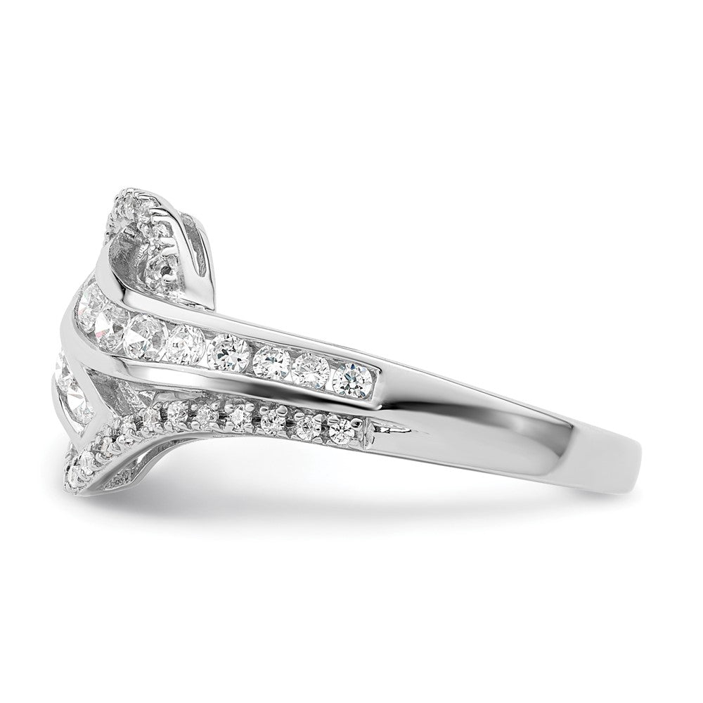 Sterlingsilber Rhodiniert Gedreht Zirkonia Ring
