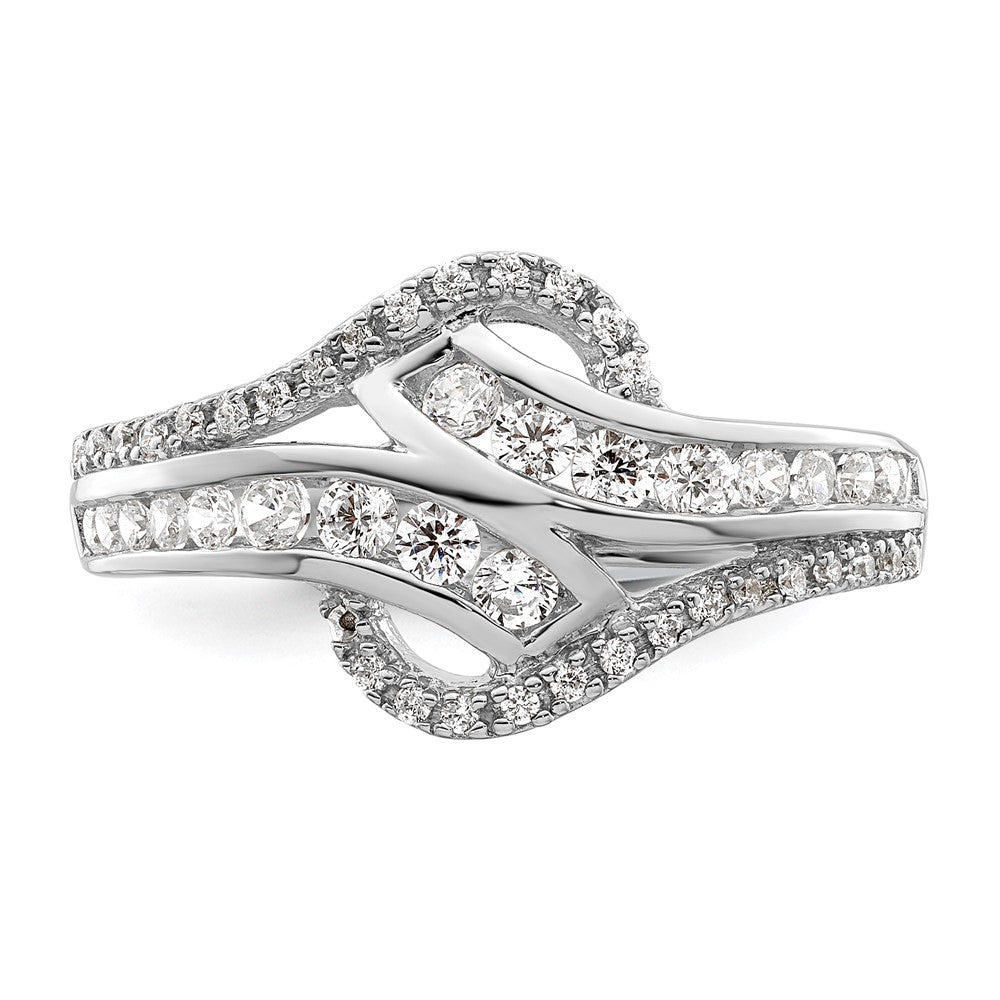Sterlingsilber Rhodiniert Gedreht Zirkonia Ring