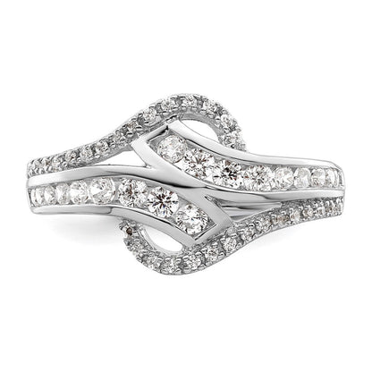 Sterlingsilber Rhodiniert Gedreht Zirkonia Ring