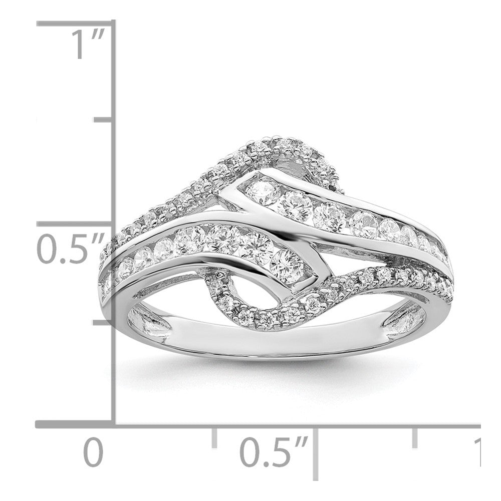 Sterlingsilber Rhodiniert Gedreht Zirkonia Ring