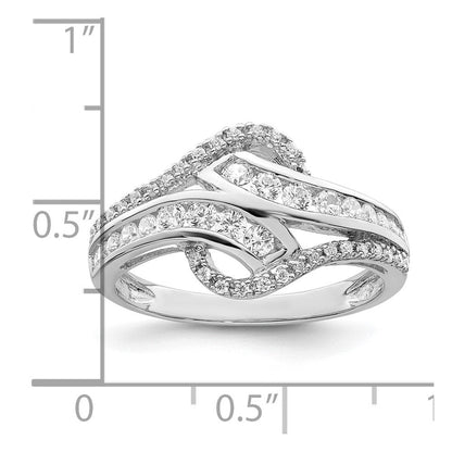 Sterlingsilber Rhodiniert Gedreht Zirkonia Ring