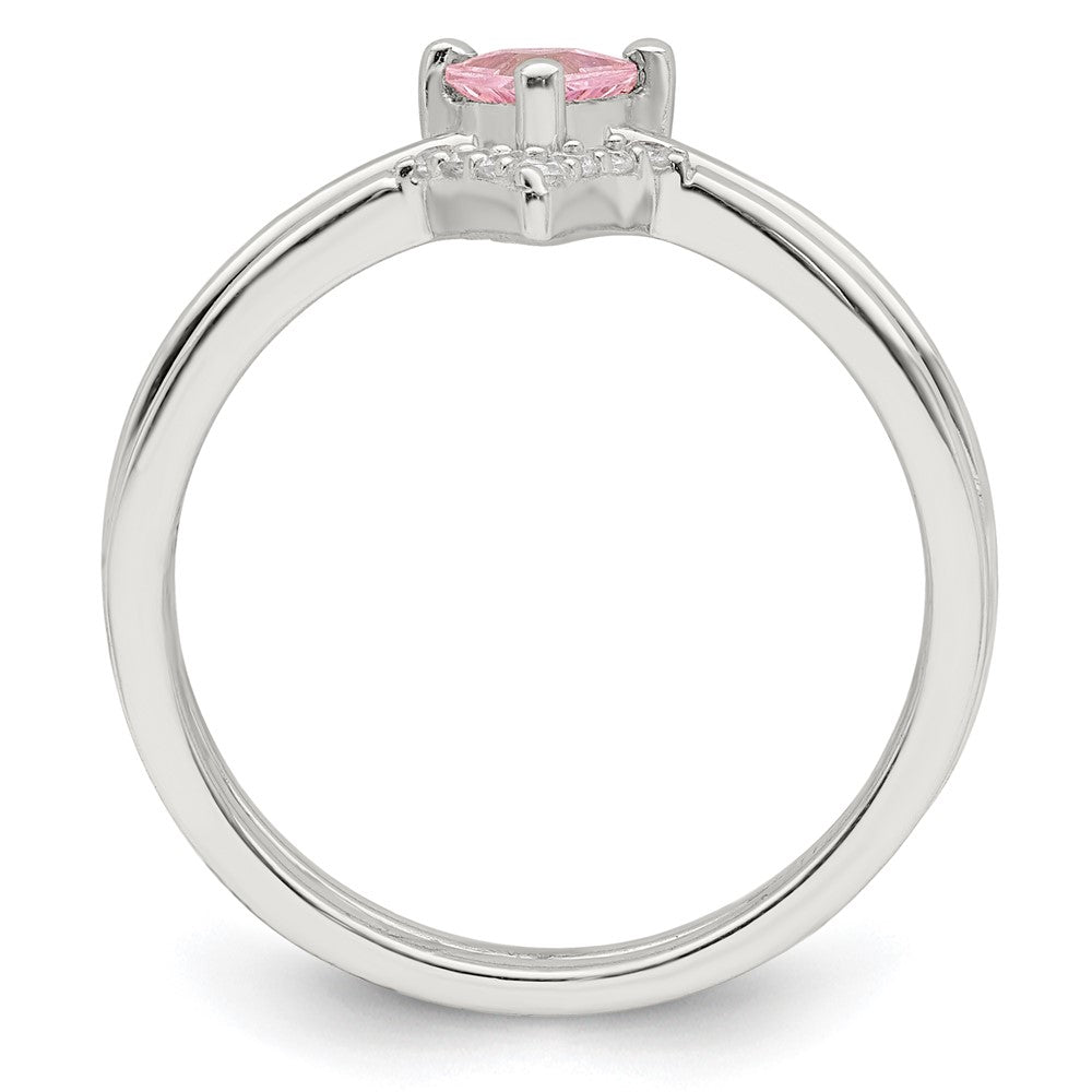 Sterlingsilber Rosa Trillant Zirkonia und Weiß Ring Set