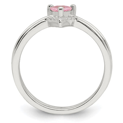 Sterlingsilber Rosa Trillant Zirkonia und Weiß Ring Set