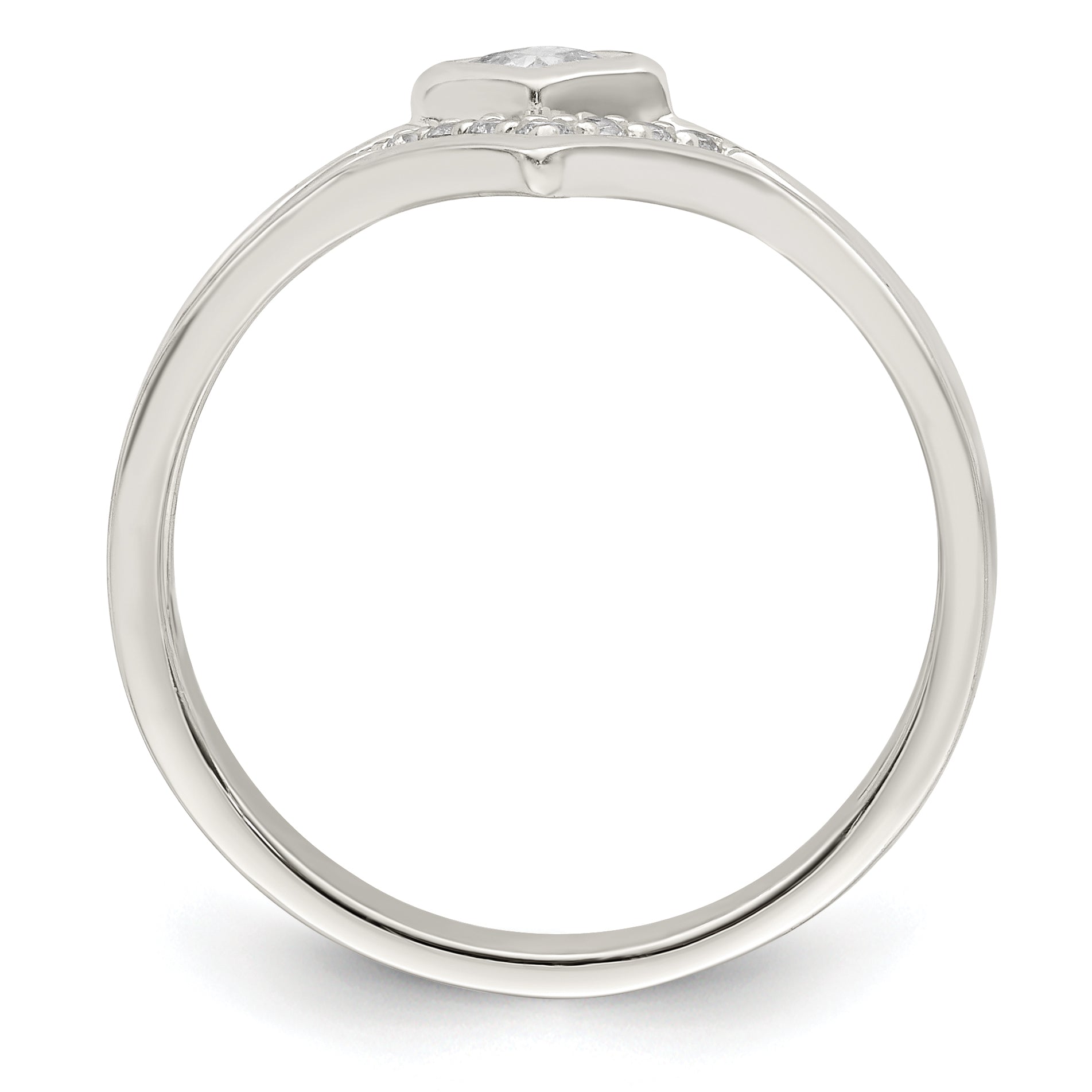 Sterlingsilber Poliert Quadratisch Zirkonia 3 Ring Set
