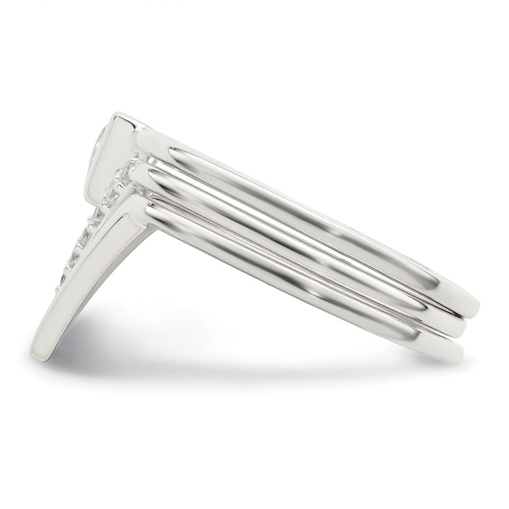 Sterlingsilber Poliert Dreieck Zirkonia 3 Ring Set