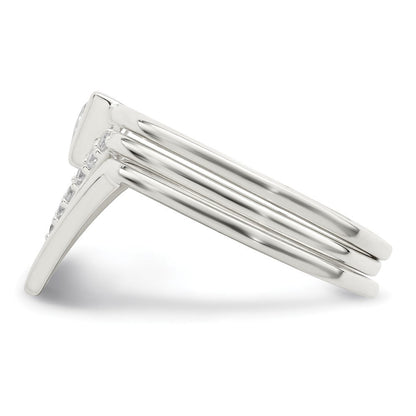 Sterlingsilber Poliert Dreieck Zirkonia 3 Ring Set