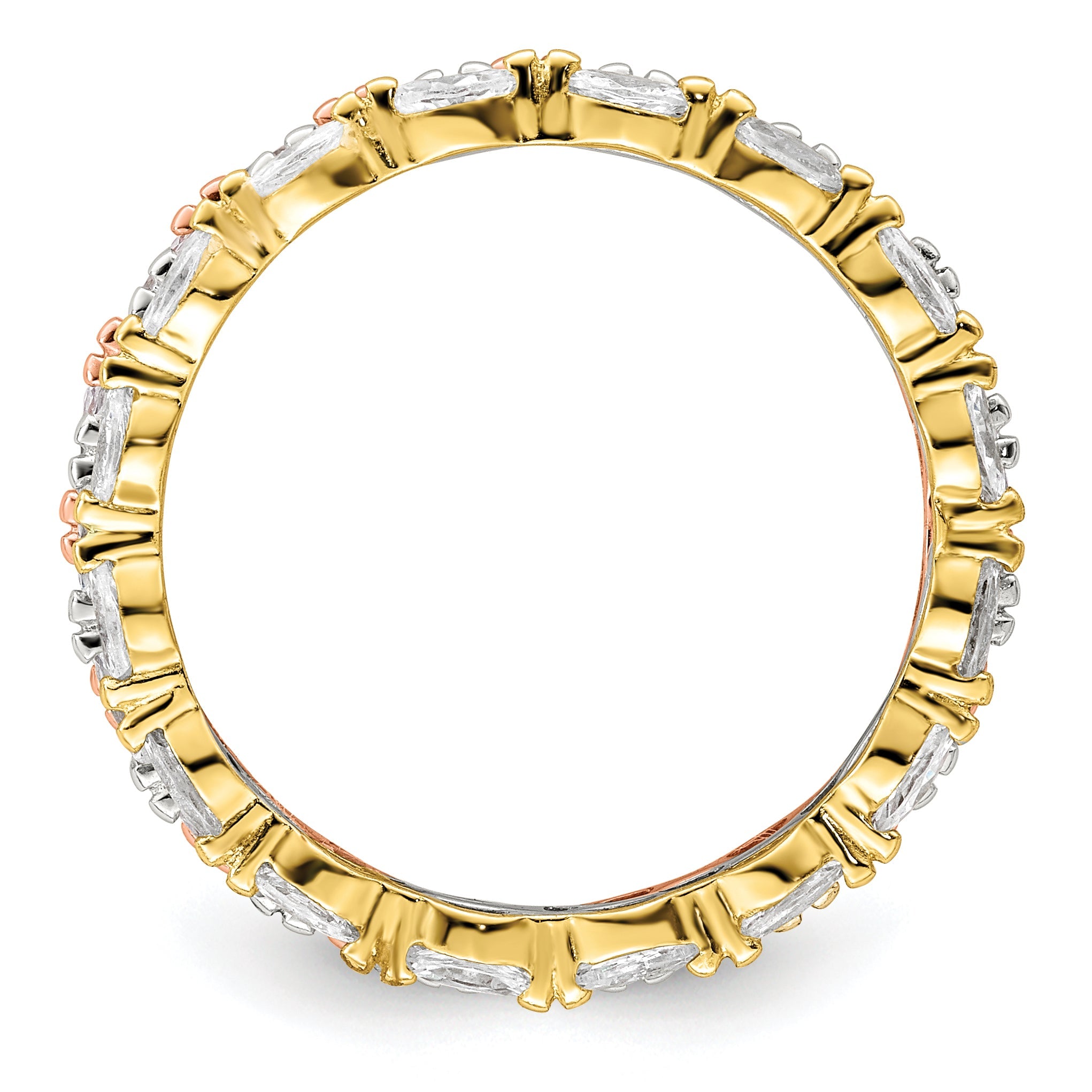 Sterlingsilber Rose & Goldfarben Marquise Zirkonia Memoire 3 Ring Set