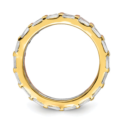 Sterlingsilber Rose & Goldfarben Baguette Zirkonia Memoire 3 Ring Set