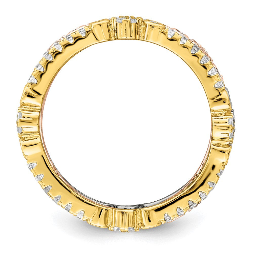 Sterlingsilber Rose & Goldfarben Memoire Zirkonia 3 Ring Set