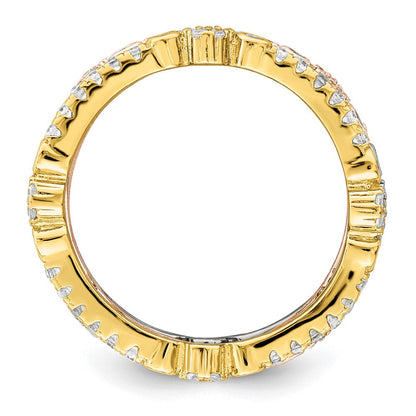 Sterlingsilber Rose & Goldfarben Memoire Zirkonia 3 Ring Set