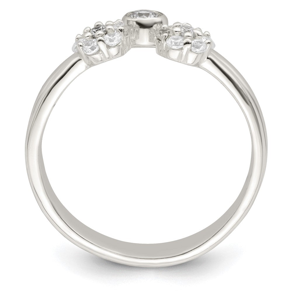 Sterlingsilber Zargenfassung Zirkonia und Blumen Ring Set (size 8 Nur)