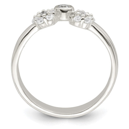 Sterlingsilber Zargenfassung Zirkonia und Blumen Ring Set (size 8 Nur)
