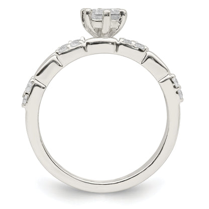Sterlingsilber Poliert Zirkonia Hochzeit Ring Set