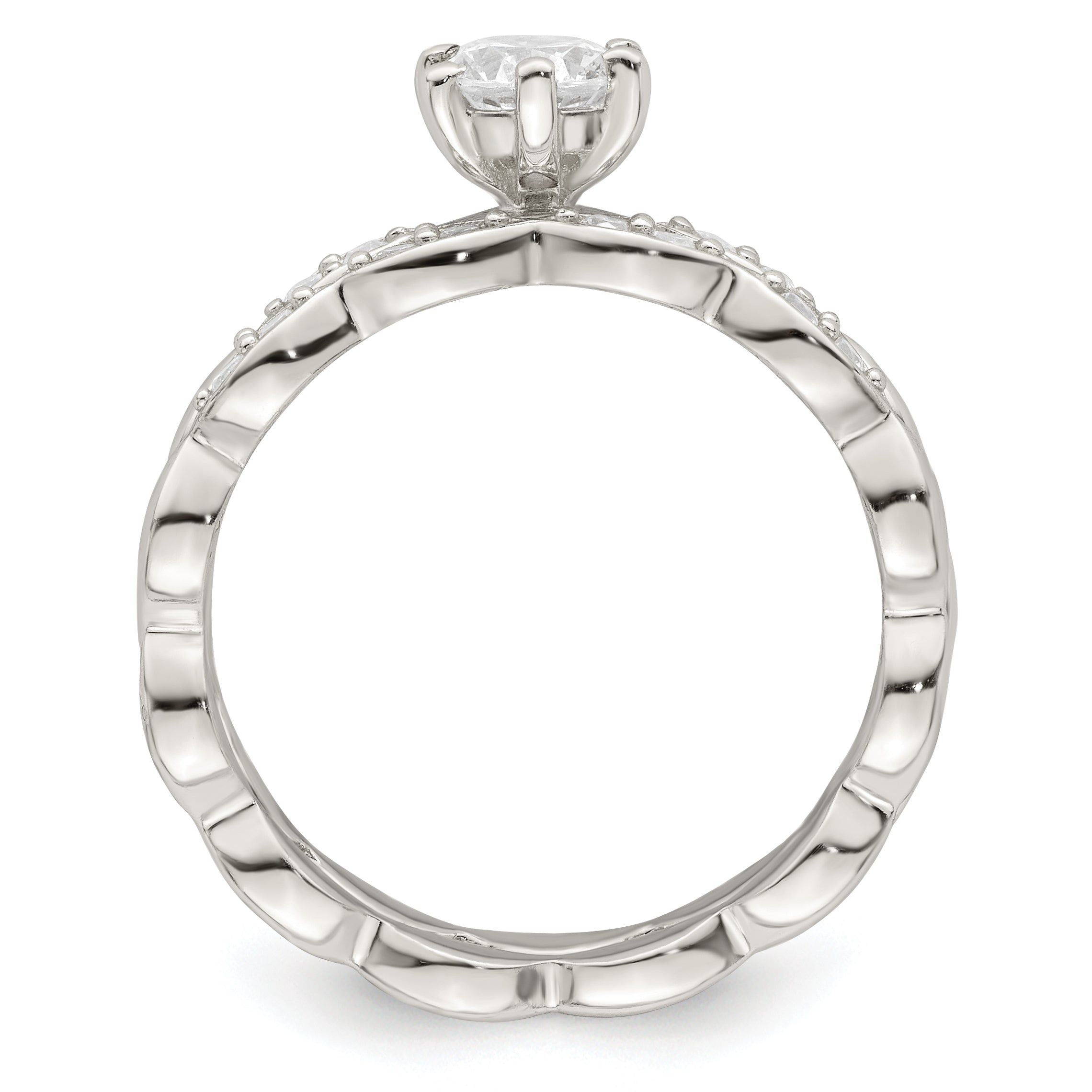 Sterlingsilber Poliert Zirkonia Hochzeit Ring Set