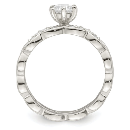 Sterlingsilber Poliert Zirkonia Hochzeit Ring Set