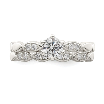 Sterlingsilber Poliert Zirkonia Hochzeit Ring Set