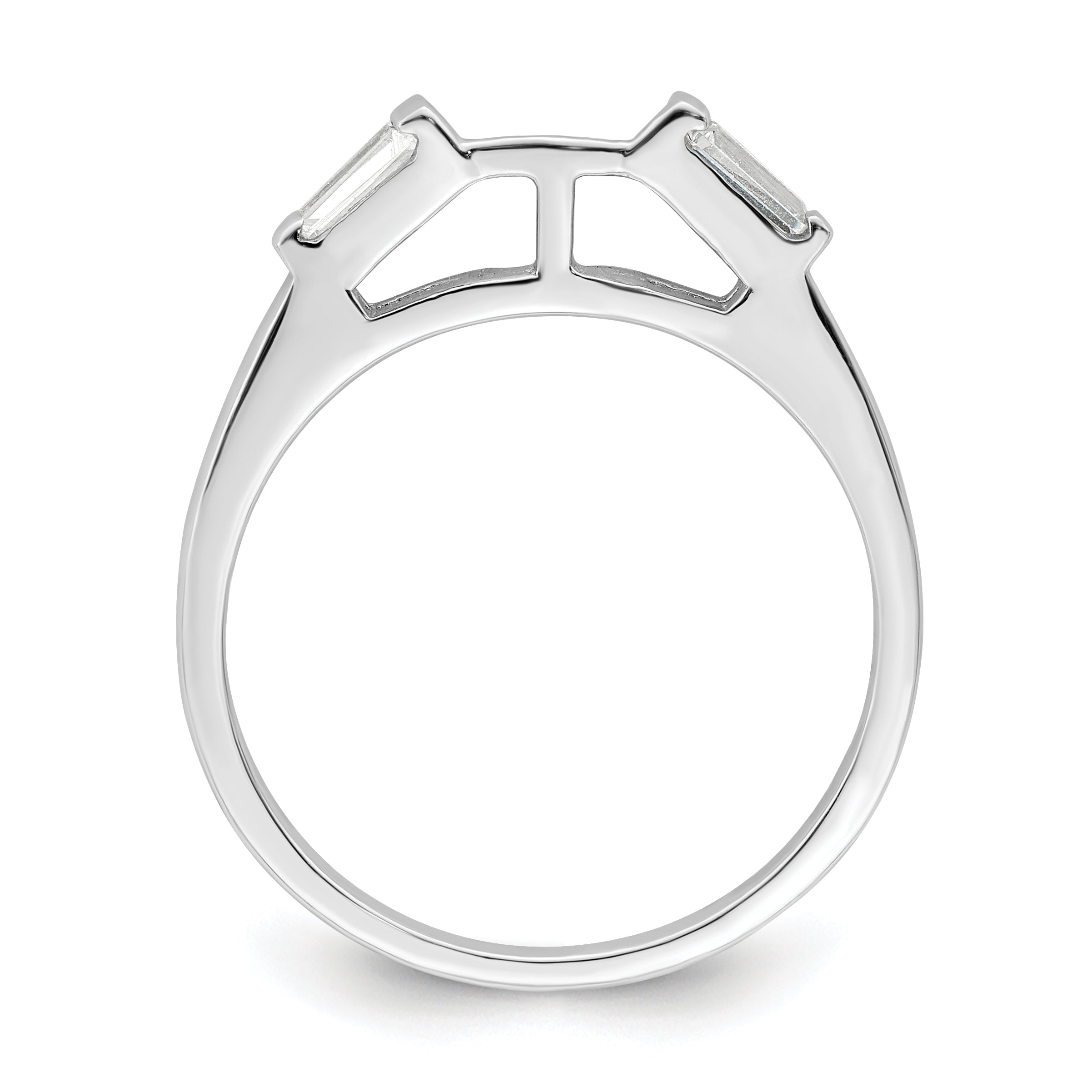 Sterlingsilber Rhodiniert Zirkonia Zwei Stück Hochzeit Set Rings