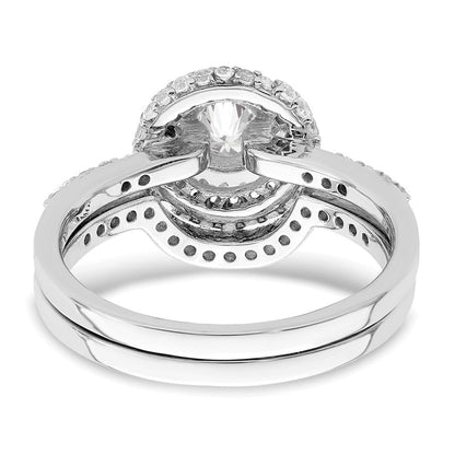 Sterlingsilber Rhodiniert Zirkonia Heiligenschein Verlobungsring & Ring Set