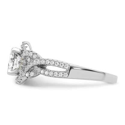 Sterlingsilber Rhodiniert 2 Stück Zirkonia Bridal Ring Set