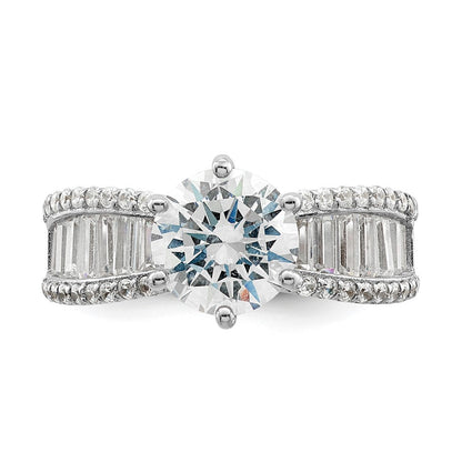 Sterlingsilber Poliert Rhodiniert Zirkonia Trio 3 Ring Set