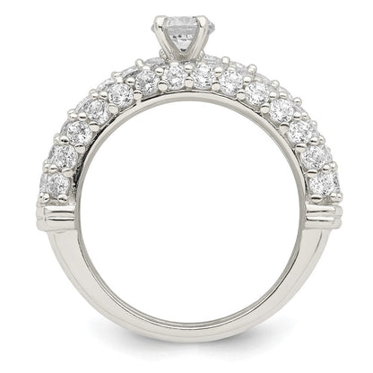 Sterlingsilber Poliert Pavé Zirkonia Hochzeit Ring Set