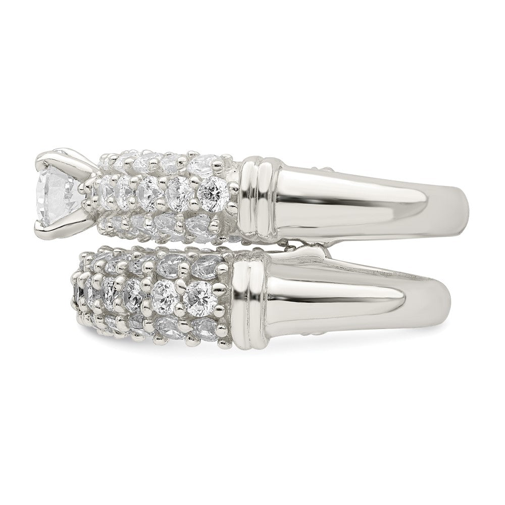 Sterlingsilber Poliert Pavé Zirkonia Hochzeit Ring Set