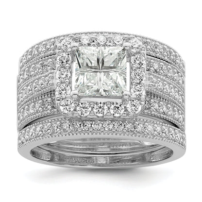 Sterlingsilber Rhodiniert Zirkonia 3 Stück Bridal Ring Set