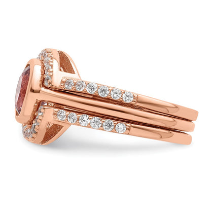 Sterlingsilber Roséfarben Zirkonia 3 Ring Set