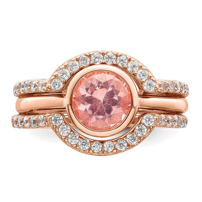 Sterlingsilber Roséfarben Zirkonia 3 Ring Set