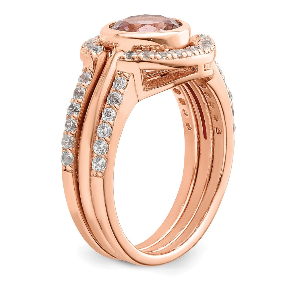Sterlingsilber Roséfarben Zirkonia 3 Ring Set
