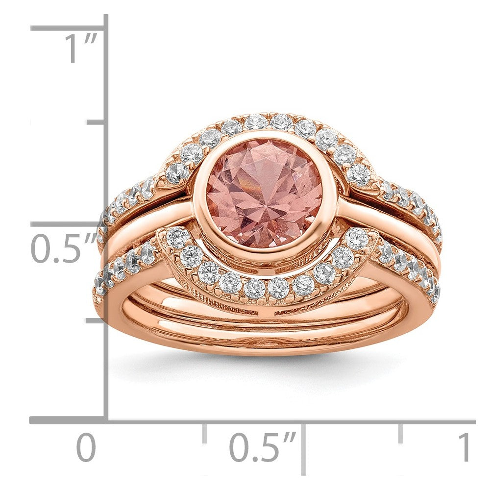 Sterlingsilber Roséfarben Zirkonia 3 Ring Set