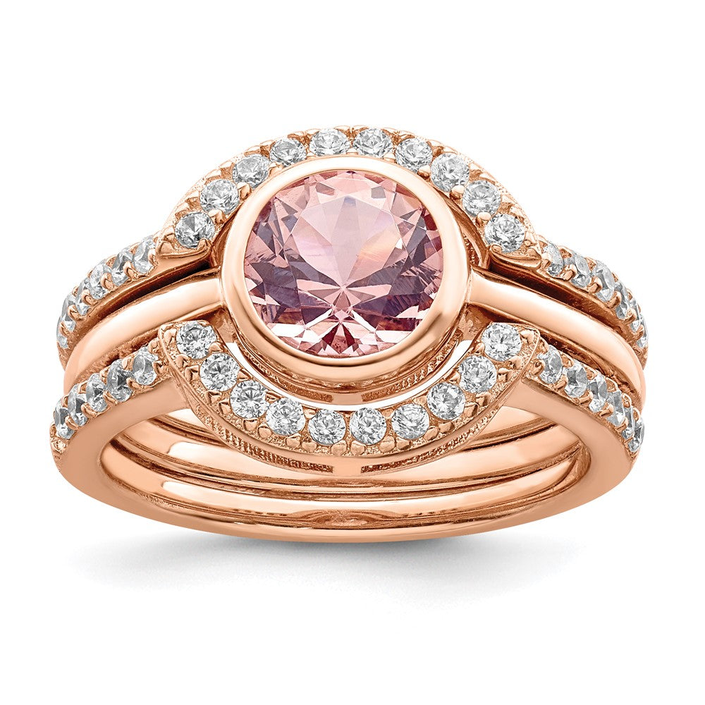 Sterlingsilber Roséfarben Zirkonia 3 Ring Set