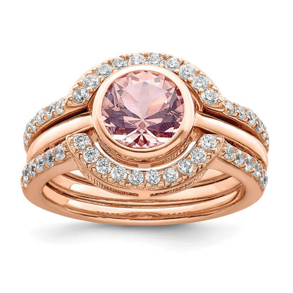 Sterlingsilber Roséfarben Zirkonia 3 Ring Set