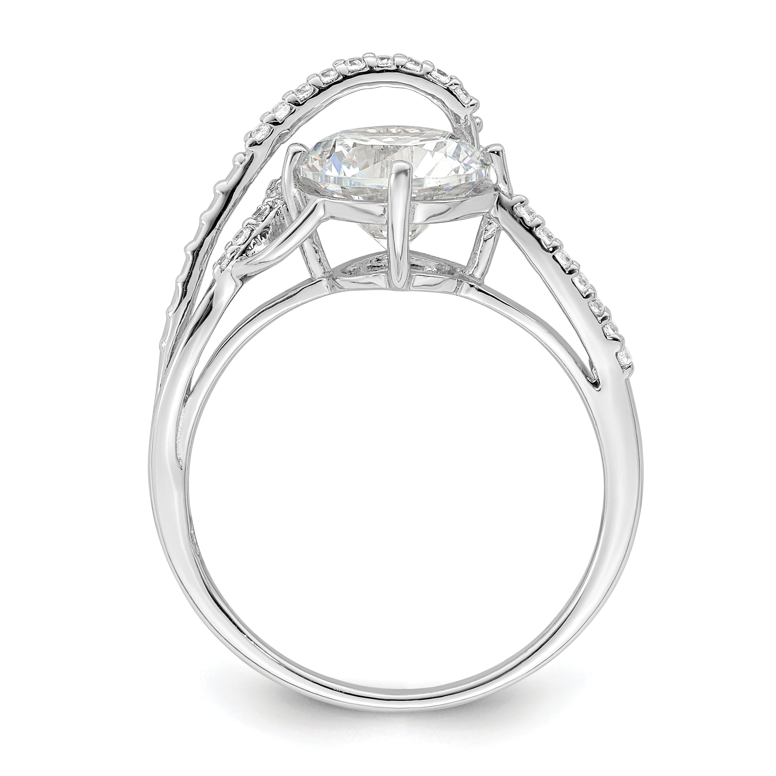 Sterlingsilber Rhodiniert Overlap Zirkonia Ring